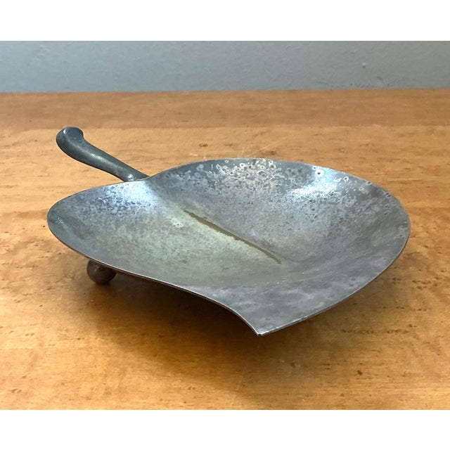 Silver Vintage Decorative Leaf Metal Bowl For Sale - Image 8 of 12
