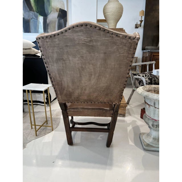 French 18th Century French Leather Reclining Chair For Sale - Image 3 of 9