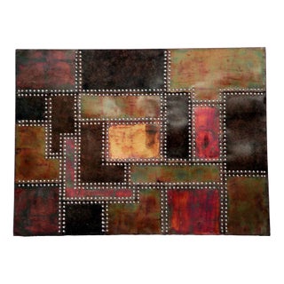 Geometric Composition, 1980s, Patinated & Bolted Cut Metal For Sale