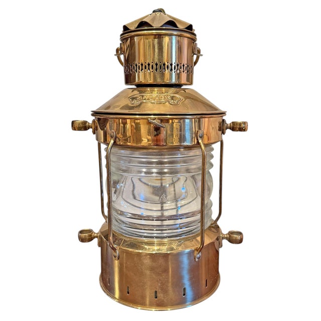Mid 20th Century Brass Ship's Lantern Pendant Light For Sale - Image 4 of 16