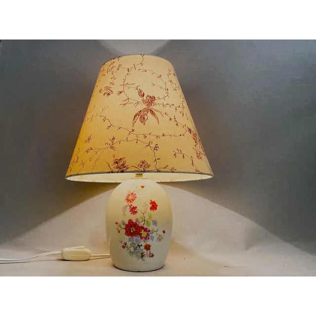 Rustic Portuguese Farmhouse Ceramic Floral Table Lamp, 1970s For Sale - Image 3 of 10