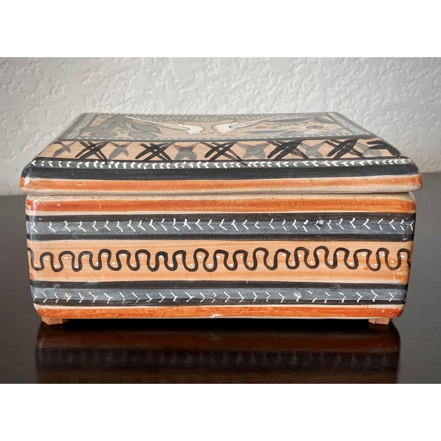 Peach Late 20th-Century Rustic Bruñido Tonalá Lidded Whatnot Box, Mexico For Sale - Image 8 of 18