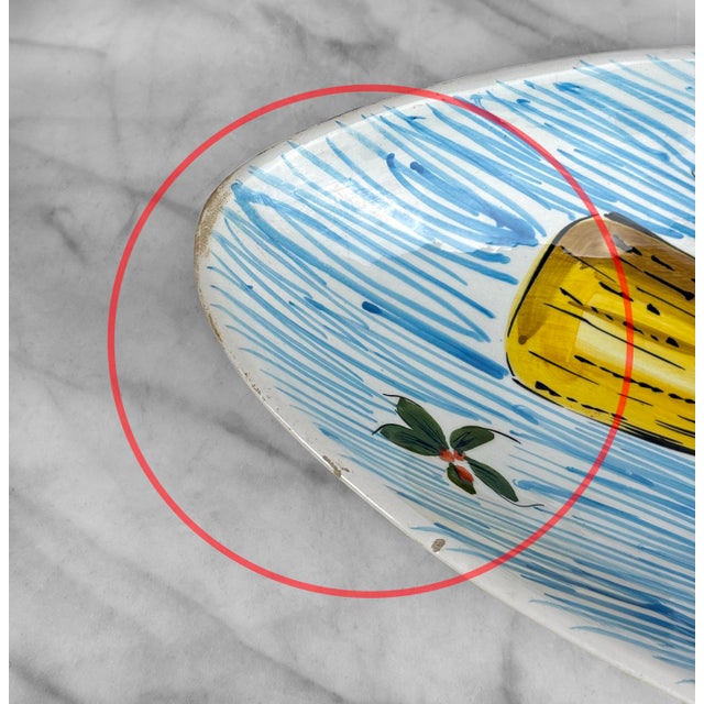 Blue Mid-Century Italian Cooking Ladle Spoon Rest Oval Kitchen Bowl For Sale - Image 8 of 9