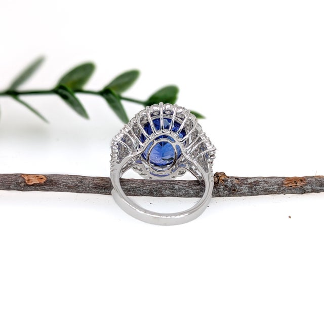 11.8ct Statement Tanzanite Ring With Natural Diamonds: Solid 14k Gold, 16x12mm, Size 6.75 For Sale In Columbus - Image 6 of 6