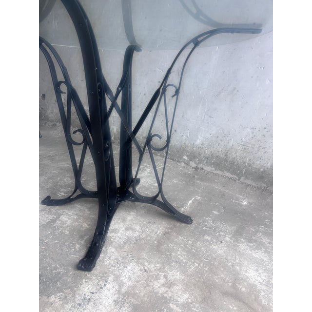 French Art Deco Wrought-Iron and Glass Dining Table, 1930 For Sale - Image 3 of 9