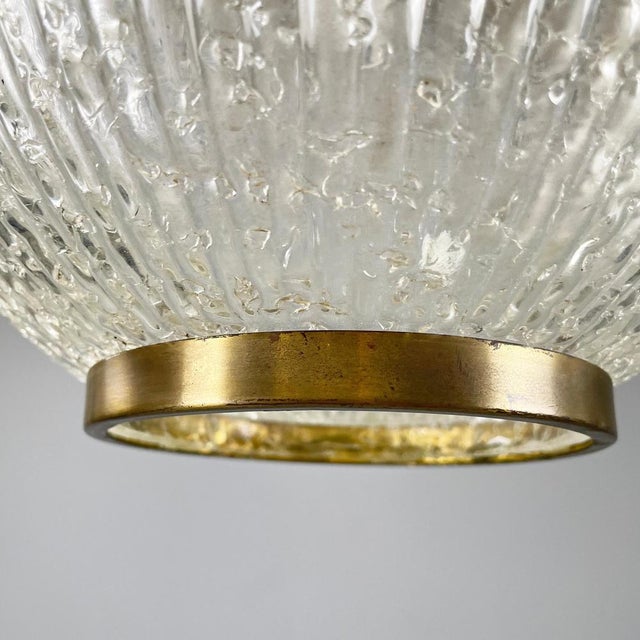 Mid-Century Modern Italian Chandelier in Molded Glass, Brass and Metal, 1950s For Sale - Image 10 of 16