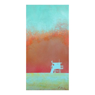 Orange Summer Haze - Original Warm Beach Scene Acrylic Painting on Canvas by Kathleen Keifer For Sale