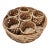 Vintage Woven Rattan Glass Holders With Coaster Bases and Matching Tray, Set of 6 For Sale