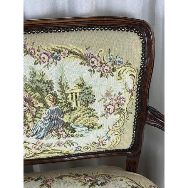 Vintage French Louis XV Style Upholstered Romantic Settee / Loveseat Settee For Sale - Image 15 of 18