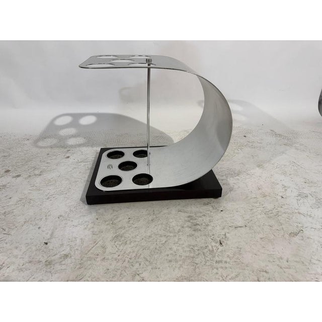 Silver Aluminum and Wood Umbrella Stand, 1970s For Sale - Image 8 of 10