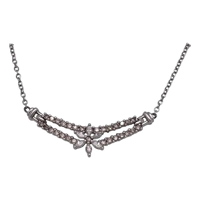 18 Karat White Gold and Diamond Soldered Pendent Necklace For Sale