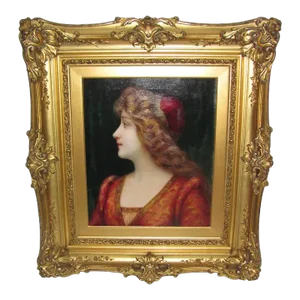 Antique French Oil on Canvas Painting Louis Justin Maurice Perrey 19th Century
