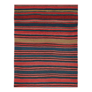1950s Vintage Bidjar Persian Kilim in Red With Multicolor Stripes, From Rug & Kilim - 4'8''x6'