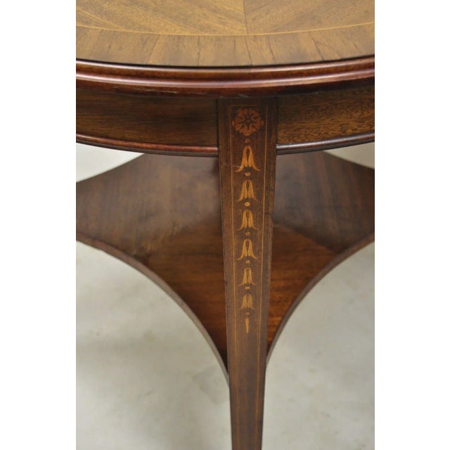 Antique Mahogany Edwardian Bellflower Inlay Round Center Table For Sale - Image 11 of 13