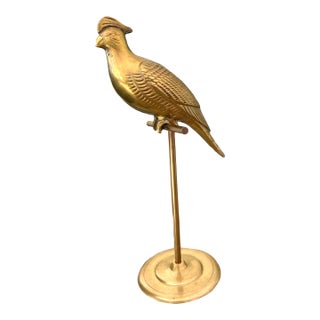 1980s Brass Bird on a Perch For Sale