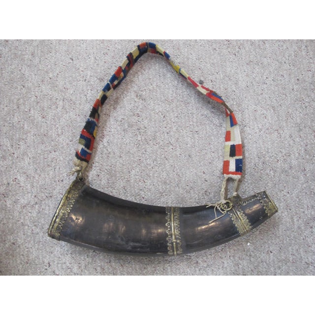 Antique 19th Century Tibetan Copper Chhaang Drinking Yak Horn With Strap For Sale - Image 11 of 12