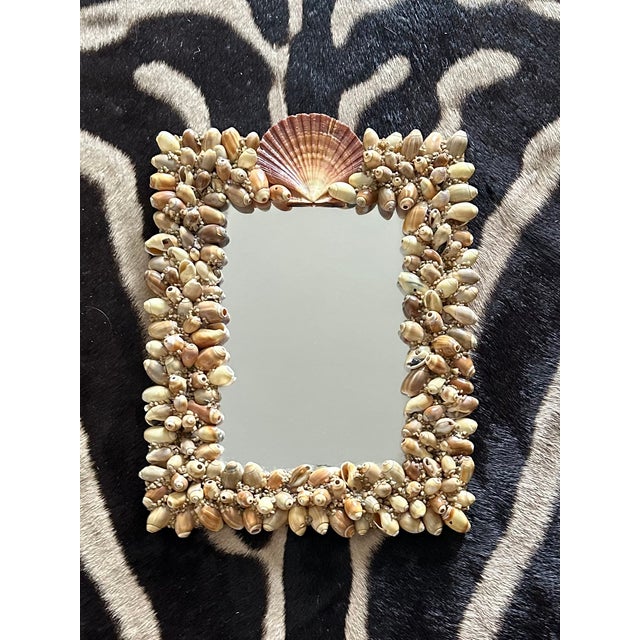 Fantastic Vintage French Mid Century Seashell Encrusted Wall Mirror. Charming handmade piece abundantly covered in small...