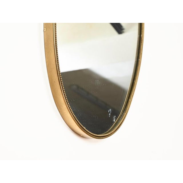 Vintage Oval Mirror in Brass by Gio Ponti, Italy, 1950s For Sale - Image 6 of 10