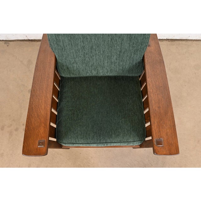 Wood L. & J. G. Stickley Antique Mission Oak Arts & Crafts Reclining Morris Lounge Chair, Newly Refinished For Sale - Image 7 of 11