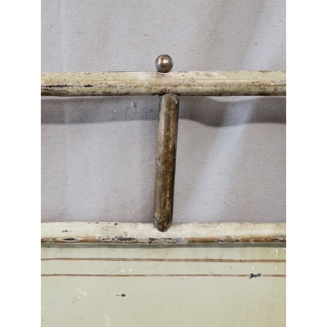 Antique French Art Nouveau Painted Iron and Brass Twin Headboard For Sale - Image 11 of 12