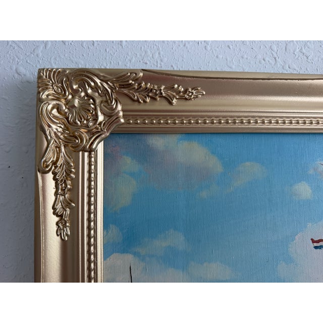 Early 21st Century Signed Oil Painting on Canvas Sailing Ship Rough Sea Maritime Seascape Framed For Sale - Image 5 of 11