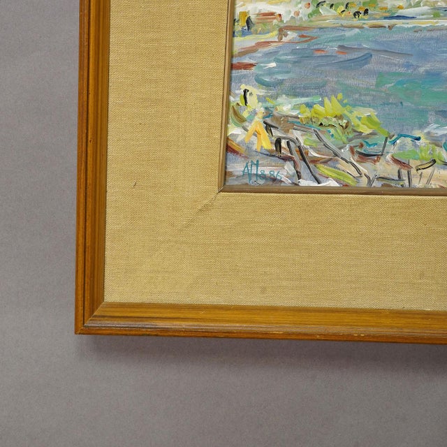 Impressionist Alexander Michael Oil Painting of a Coastal Landscape in Moreira, Spain 1986 For Sale - Image 3 of 7