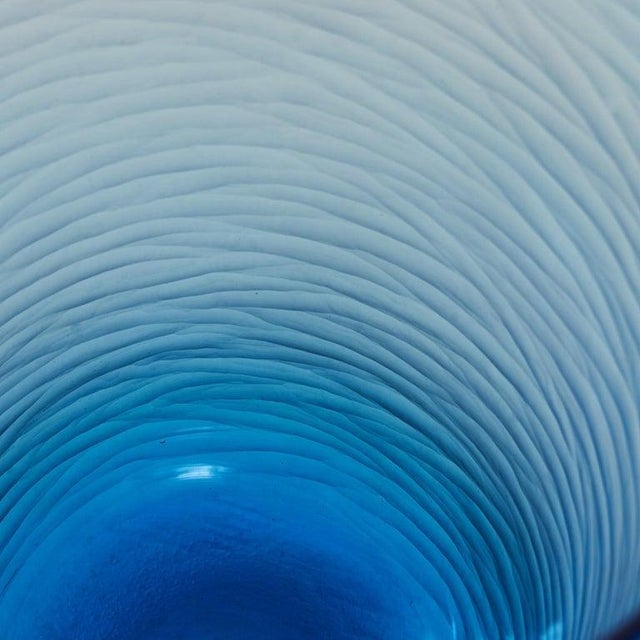 Murano Art Glass Carved Blue Vase by Salviati Battuto for Raak, 1960s For Sale - Image 4 of 9