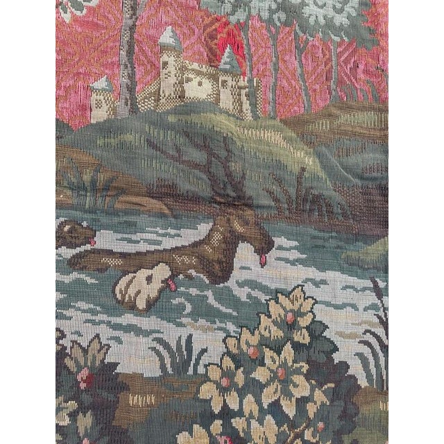 Mid-Century French Aubusson Jacquard Tapestry Médiéval Design, 1940s For Sale - Image 12 of 18