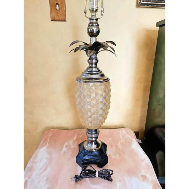 Uttermost Mid-Century Modern Cut Crystal and Metal Pineapple Table Lamp by Uttermost For Sale - Image 4 of 12