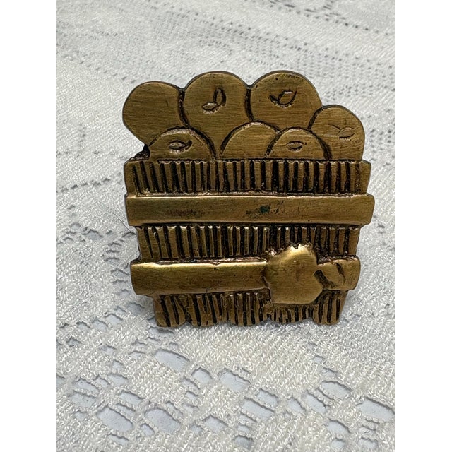 Fun set of eight vintage whimsical Apple barrel brass napkin rings. Perfect for autumn or any day. Set of eight. Lots of...