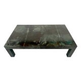 Green Goatskin Coffee Table attributed to Aldo Tura, Italy, 1970s For Sale