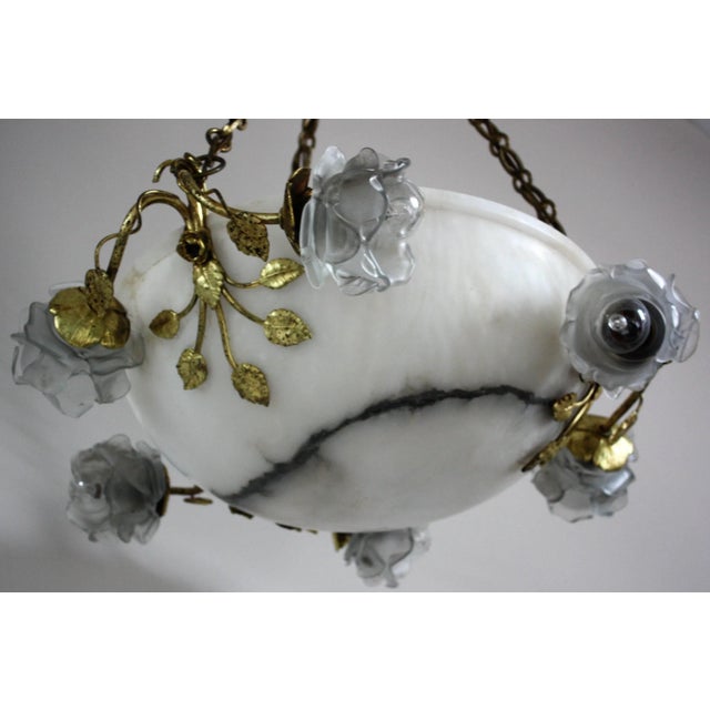 Large Alabaster and Bronze Pendant, 1900s For Sale - Image 3 of 7