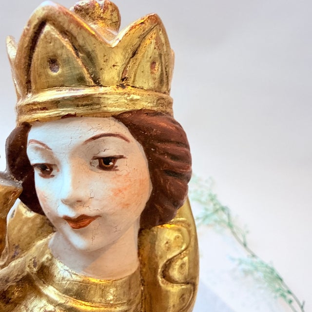 Handmade Carved Wooden Religious Figure of Madonna and Child, 1980s For Sale - Image 3 of 16