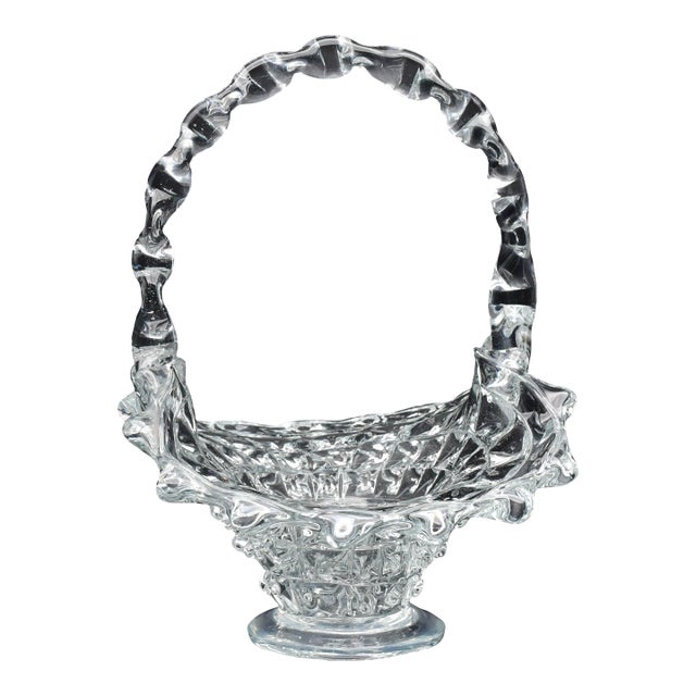 Barovier Rostrato Murano Italian Glass Basket Centerpiece Vase, 1940s For Sale