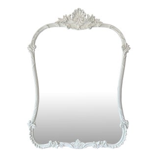 Large White Ornate Wall Mirror For Sale