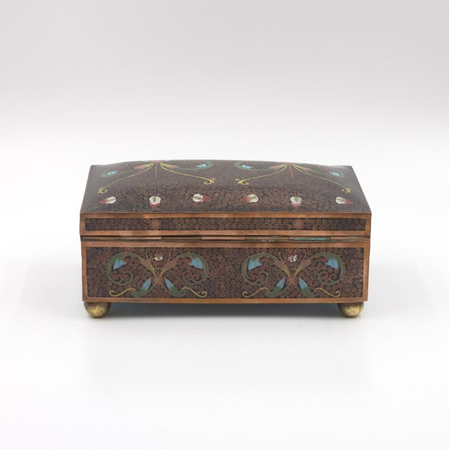 Cloisonné Enamel Box With Floral and Scrollwork Decoration, Late 19th to Early 20th Centur For Sale In San Francisco - Image 6 of 13