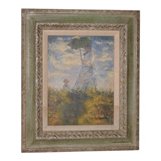 Woman With a Parasol - Madame Monet and Her Son Oil Painting C.1978 For Sale