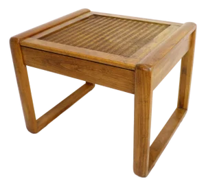 Vintage Rattan and Wood Side Table
