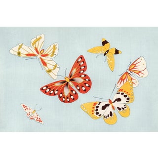 Japanese Butterflies, Vintage Art Print Reproduction, 24" X 16" For Sale