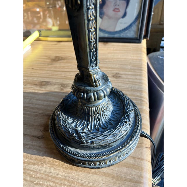 1970s Modern Metal Lamp With Ram Head Details, Lampshade Included For Sale - Image 4 of 10