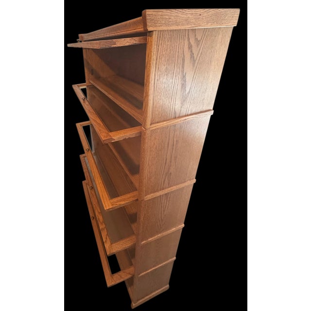 1980s Solid Oak Barrister (Lawyers) Bookcase For Sale - Image 4 of 12