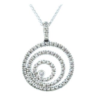 14k White Gold 1.26ct Diamond Circle Pendant on Adjustable 16"-18" Chain For Sale