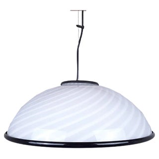 Vintage Italian White and Black Pendant Lamp, 1980s For Sale