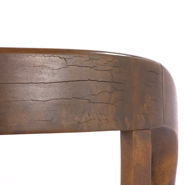 Brown Vintage Neoclassical Revival Lyre Arm Wood Settee Bench For Sale - Image 8 of 10