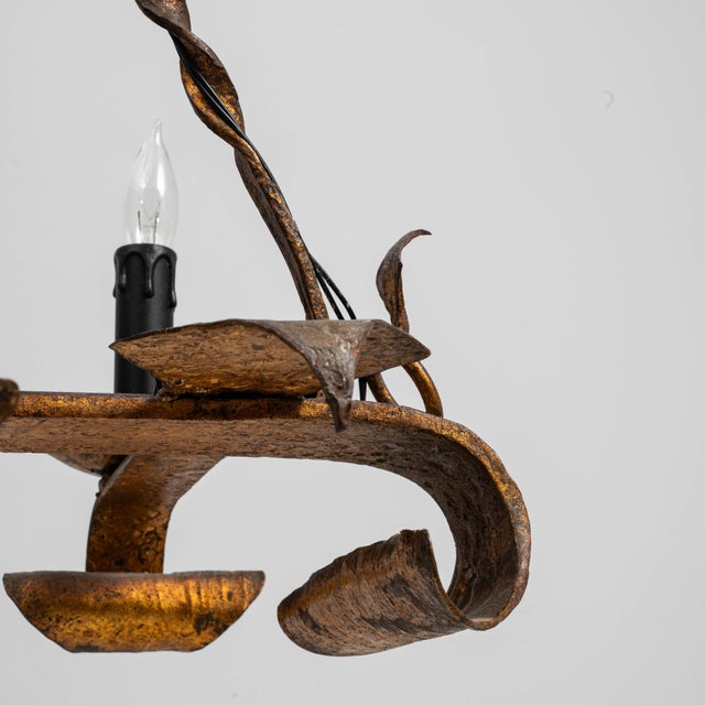 20th Century French Gothic Revival Metal Torch Chandelier For Sale - Image 10 of 18