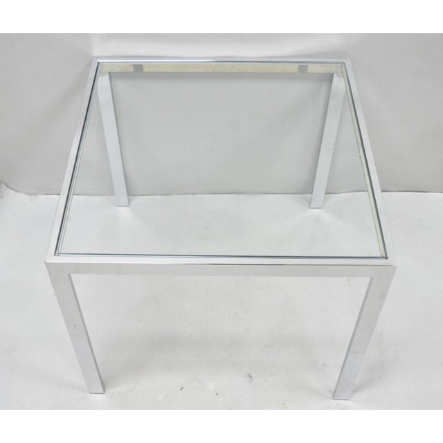 Mid 20th Century Mid Century Modern Polished Chrome Glass Top Square Occasional Side End Table For Sale - Image 5 of 7