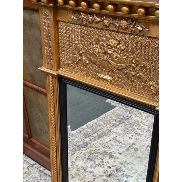 Wood Federal Style Gilt Wood Trumeau Mirror, Vintage For Sale - Image 7 of 12