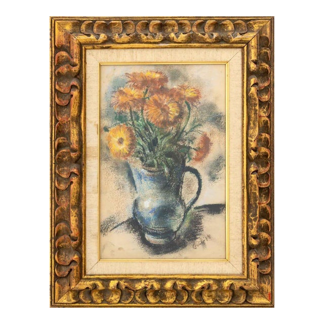 Robert Philipp "Vase of Flowers" Pastel on Paper For Sale