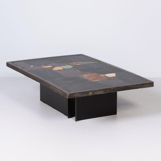 Paul Kingma coffee table with colorful ceramic from the 1970s, designed and made by Paul Kingma. The rectangular top...