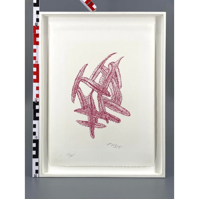 Mark Tobey, Composition in Red, 1972, Color Lithograph on Paper, Framed For Sale - Image 11 of 12